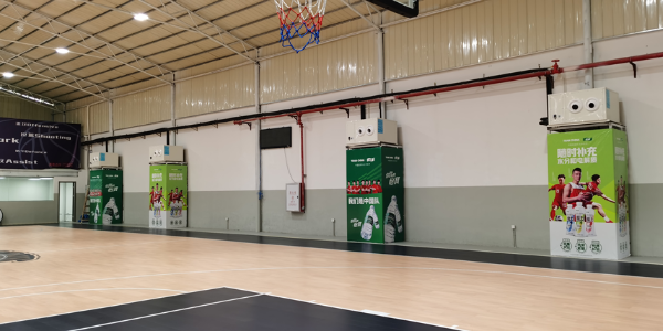 室內(nèi)籃球館降溫空調(diào)安裝蒸發(fā)冷省電空調(diào)-臥式射流機組,，省電降溫效果好