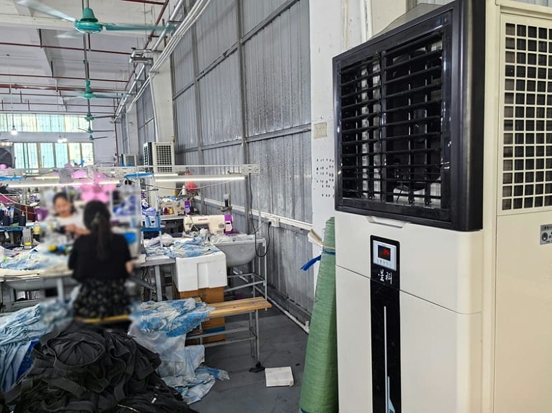 服裝廠車間整體降溫，應用星科蒸發冷省電空調-軸流立式機組